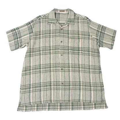 Y's for men Cotton Check Open Collar S/S Shirt Green Size M