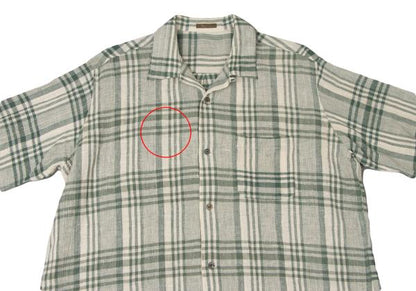 Y's for men Cotton Check Open Collar S/S Shirt Green Size M