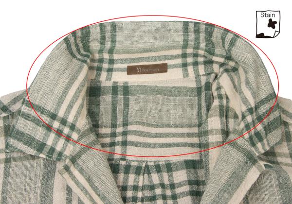 Y's for men Cotton Check Open Collar S/S Shirt Green Size M