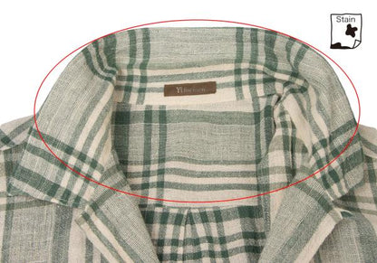Y's for men Cotton Check Open Collar S/S Shirt Green Size M