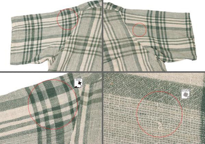 Y's for men Cotton Check Open Collar S/S Shirt Green Size M