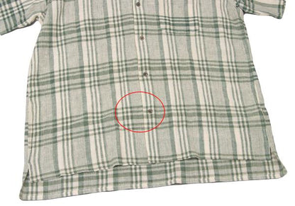 Y's for men Cotton Check Open Collar S/S Shirt Green Size M