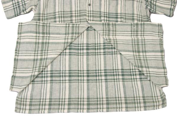 Y's for men Cotton Check Open Collar S/S Shirt Green Size M