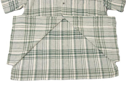 Y's for men Cotton Check Open Collar S/S Shirt Green Size M