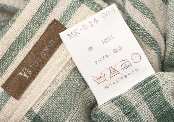 Y's for men Cotton Check Open Collar S/S Shirt Green Size M