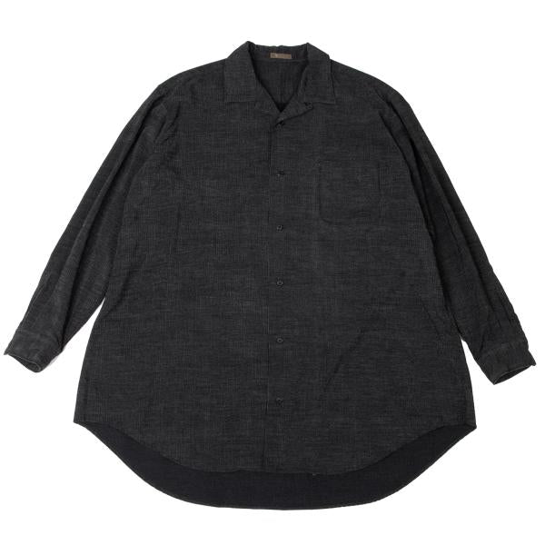 Y's for men Poly-blend Open Collar Long Sleeve Shirt Black Size M