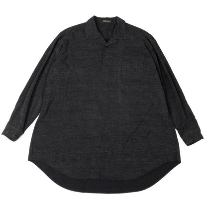 Y's for men Poly-blend Open Collar Long Sleeve Shirt Black Size M