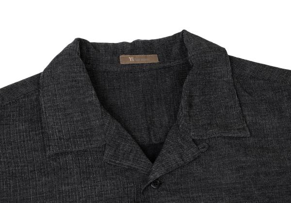 Y's for men Poly-blend Open Collar Long Sleeve Shirt Black Size M
