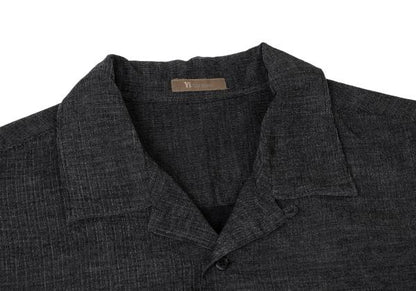 Y's for men Poly-blend Open Collar Long Sleeve Shirt Black Size M