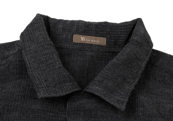 Y's for men Poly-blend Open Collar Long Sleeve Shirt Black Size M