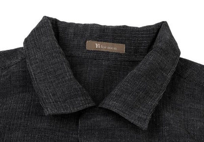 Y's for men Poly-blend Open Collar Long Sleeve Shirt Black Size M