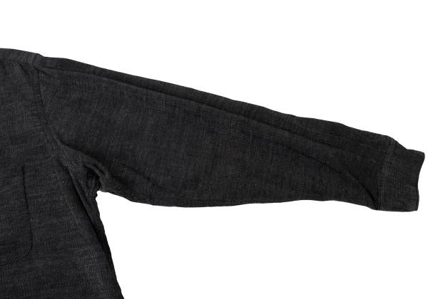 Y's for men Poly-blend Open Collar Long Sleeve Shirt Black Size M