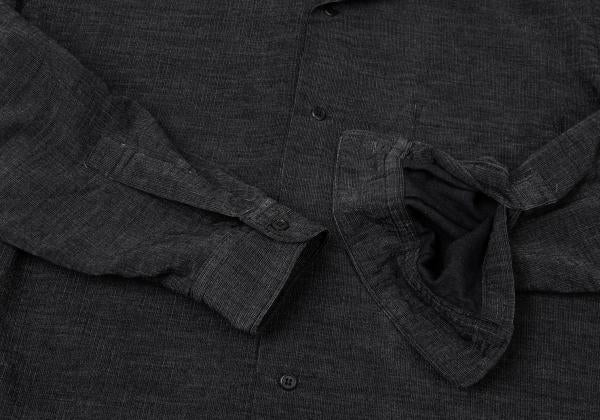 Y's for men Poly-blend Open Collar Long Sleeve Shirt Black Size M
