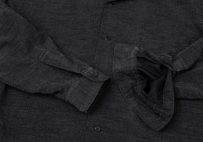 Y's for men Poly-blend Open Collar Long Sleeve Shirt Black Size M