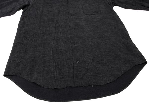 Y's for men Poly-blend Open Collar Long Sleeve Shirt Black Size M