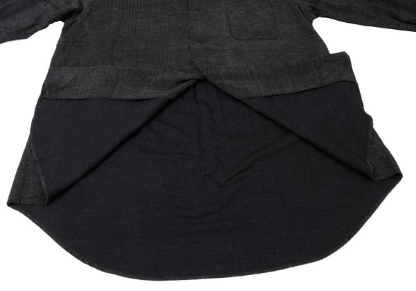 Y's for men Poly-blend Open Collar Long Sleeve Shirt Black Size M
