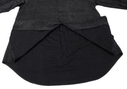 Y's for men Poly-blend Open Collar Long Sleeve Shirt Black Size M