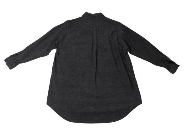Y's for men Poly-blend Open Collar Long Sleeve Shirt Black Size M