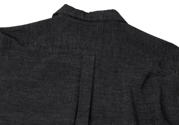 Y's for men Poly-blend Open Collar Long Sleeve Shirt Black Size M