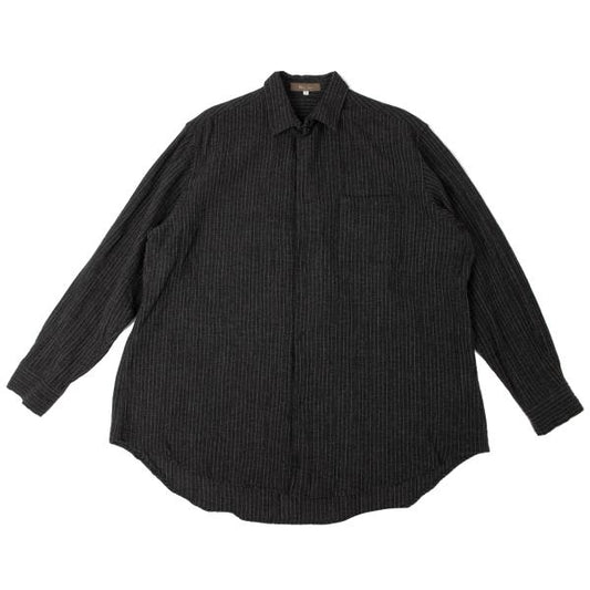 Y's for men Pinstripe Snap Button Long Sleeve Shirt Black Size M