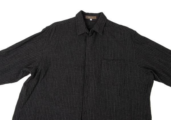 Y's for men Pinstripe Snap Button Long Sleeve Shirt Black Size M