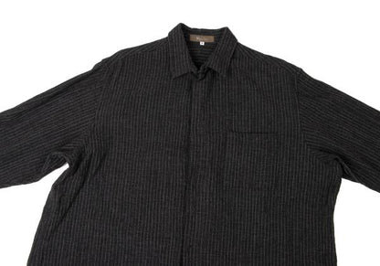 Y's for men Pinstripe Snap Button Long Sleeve Shirt Black Size M