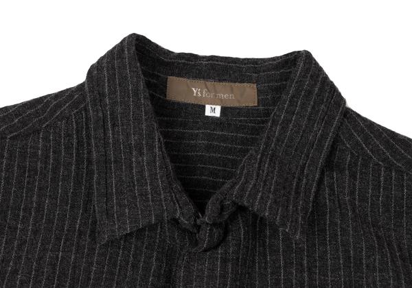 Y's for men Pinstripe Snap Button Long Sleeve Shirt Black Size M