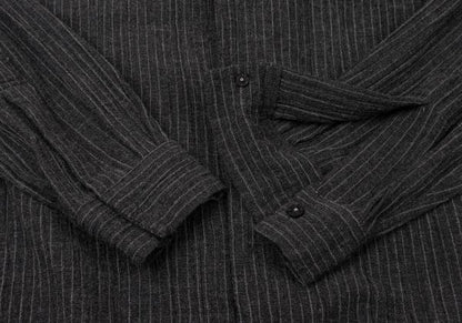 Y's for men Pinstripe Snap Button Long Sleeve Shirt Black Size M