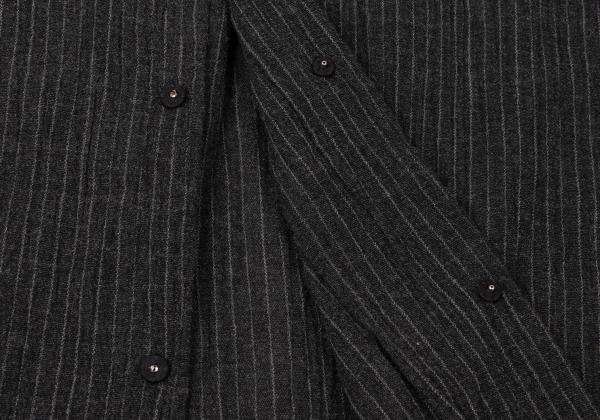 Y's for men Pinstripe Snap Button Long Sleeve Shirt Black Size M