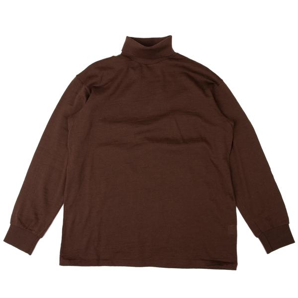 Y's for men Wool High-Neck Long Sleeve Cut Sew Brown Size M