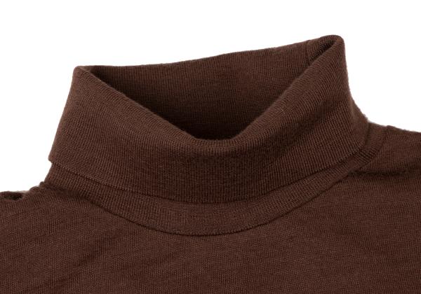 Y's for men Wool High-Neck Long Sleeve Cut Sew Brown Size M