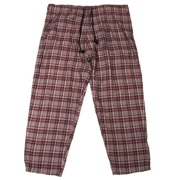 Y's for men Rayon Check Drawstring Wide Pants Purple Size M