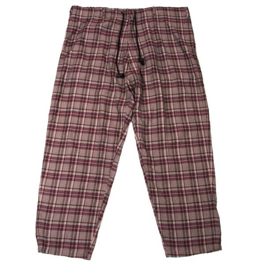 Y's for men Rayon Check Drawstring Wide Pants Purple Size M