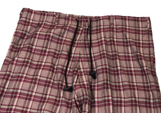 Y's for men Rayon Check Drawstring Wide Pants Purple Size M