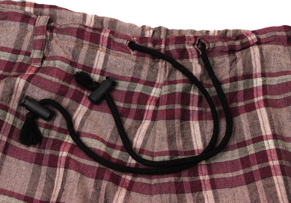 Y's for men Rayon Check Drawstring Wide Pants Purple Size M