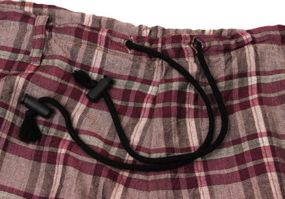 Y's for men Rayon Check Drawstring Wide Pants Purple Size M