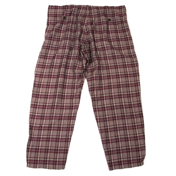 Y's for men Rayon Check Drawstring Wide Pants Purple Size M