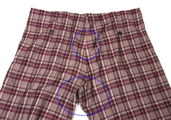 Y's for men Rayon Check Drawstring Wide Pants Purple Size M