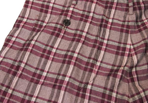 Y's for men Rayon Check Drawstring Wide Pants Purple Size M