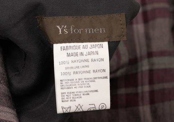 Y's for men Rayon Check Drawstring Wide Pants Purple Size M