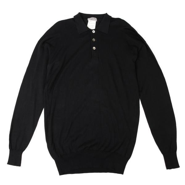 Yohji Yamamoto POUR HOMME Black Long Sleeve Knit Polo Size M