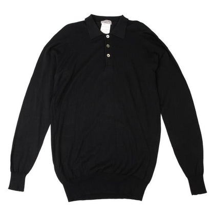 Yohji Yamamoto POUR HOMME Black Long Sleeve Knit Polo Size M