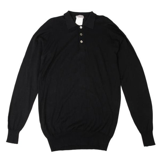 Yohji Yamamoto POUR HOMME Black Long Sleeve Knit Polo Size M