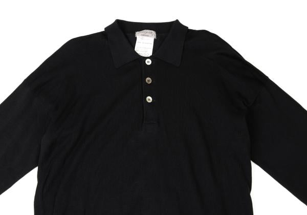 Yohji Yamamoto POUR HOMME Black Long Sleeve Knit Polo Size M