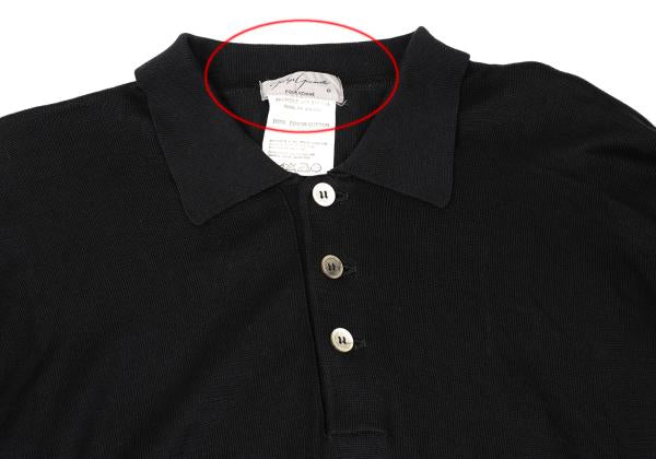 Yohji Yamamoto POUR HOMME Black Long Sleeve Knit Polo Size M