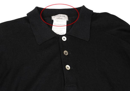 Yohji Yamamoto POUR HOMME Black Long Sleeve Knit Polo Size M