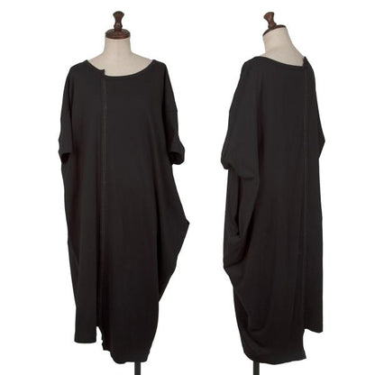 Y's Black White Stitch Cotton Midi Dress Size 2