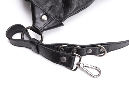 Jean Paul GAULTIER Lamb Leather Ring Harness Backpack Black