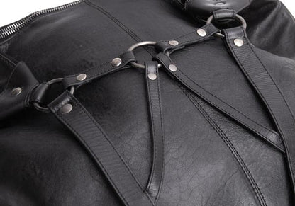 Jean Paul GAULTIER Lamb Leather Ring Harness Backpack Black