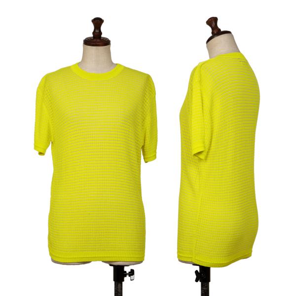 GIANNI VERSACE Short Sleeve Knit Sweater Yellow Size 40